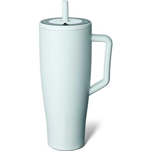 BrüMate Era 40 oz Tumbler with Handle and Straw | 100% Leakproof Insulated Water Bottle Tumbler with Lid and Flexible SoftSip Straw | Made of Stainless Steel | Cup Holder Friendly | 40oz (Blue Agave)