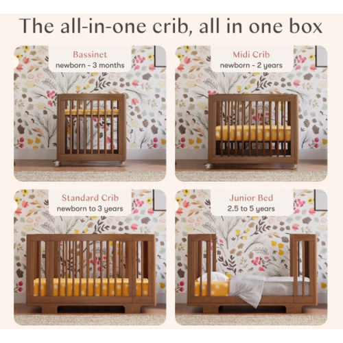 babyletto Yuzu 8-in-1 Convertible Crib with All-Stages Conversion Kits - Natural Walnut