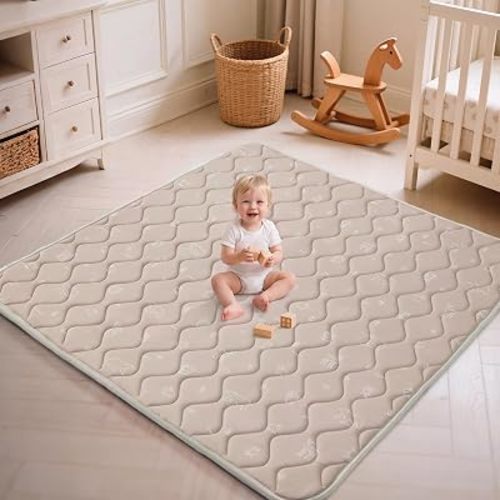 Fortella Extra Thick Baby Play Mat for 50-in Playpen, 47x47 in, Taupe