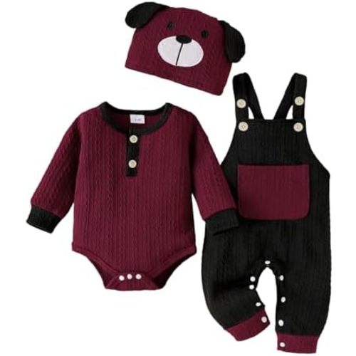 Baby Boy Clothes Cute Long Sleeve Romper Infant Pocket Overalls Adjustable Suspender Pants Set 0-18 Months