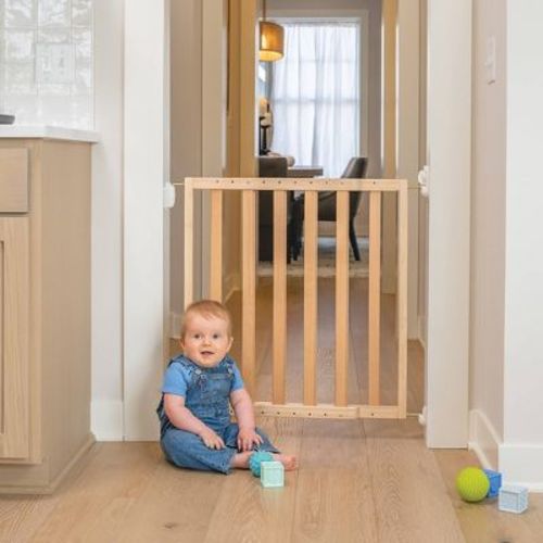 Toddleroo by North States Luxecraft Hardware Mount Wood Swinging Baby Gate 25.25"-39.25" - Beechwood