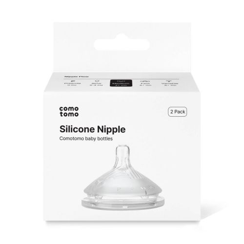 Comotomo Silicone Replacement Bottle Nipples Gen 2 - 2pk -Level 2 - Medium Flow