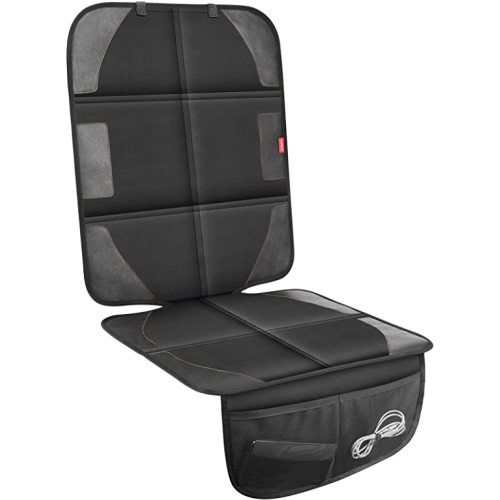 LUILANC Car Seat Protector with Thickest Padding,Waterproof 600D with Storage Pockets,Non-Slip Pets Fabric Child Baby Cover Leather Reinforced Vehicle Seat 1 Pack (Black)