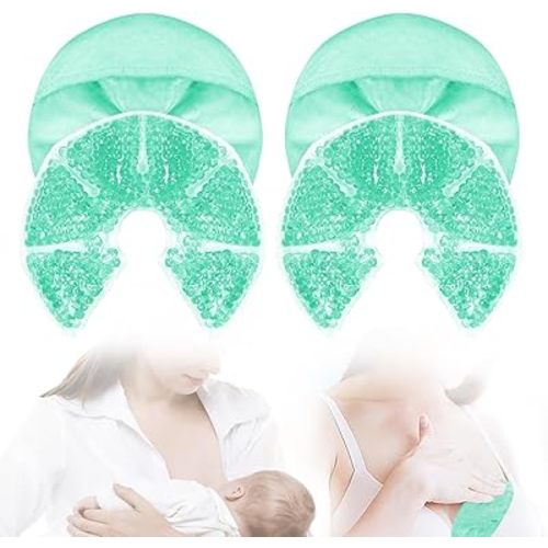 Hot Cold Gel Bead Breast Therapy Pack,Breast Ice Packs for Breastfeeding,Relief for Breastfeeding,Nursing Pain, Mastitis,Engorgement,Plugged Ducts, Boost Milk Let-Down & Production (#8 Blue)
