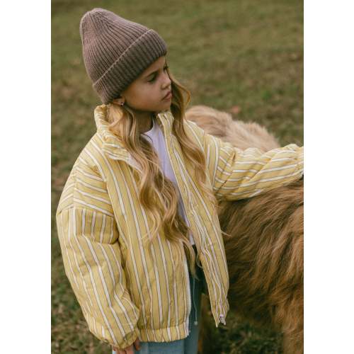 Striped Cotton Bomber- Yellow