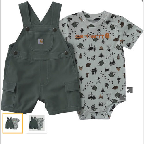 Boys' 2-Piece Short Sleeve Bodysuit & Cargo Pocket Shortall Set (Baby) | T-Shirts Under $35 | Carhartt