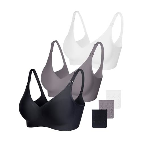 Vinfact Smooth Nursing Bras for Breastfeeding Seamless Maternity Bras for Pregnancy Wireless Bralette with Extra Bra Extender