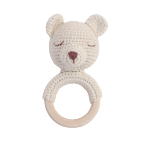 Organic Baby Toys | Hand Crocheted Bear Rattle | Our Green House
