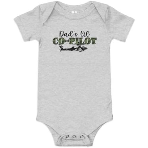 Vertical Speed Dad’s Lil Apache Co-Pilot Baby Short Sleeve Onesie U.S. Army Aviation Helicopter Gift