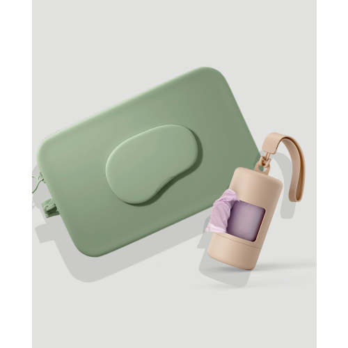Wipes Pouch and Dispenser Bundle Sage + Sand