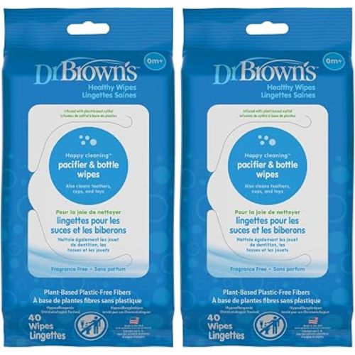 Dr. Brown's Healthy Wipes Pacifier and Bottle Wipes 40-Count, 2 Pack