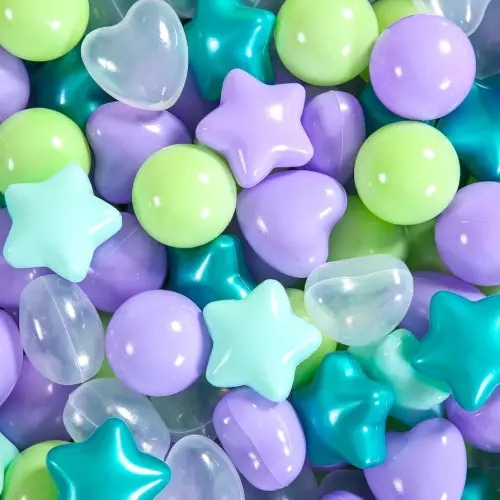 Star Ball Pit Balls for Toddlers -200pcs Ocean Balls Phthalate Free BPA Free Non-Toxic Crush Proof Play Balls Play Tent Pool Playhouse Party Indoor Outdoor(Mint Lavender)