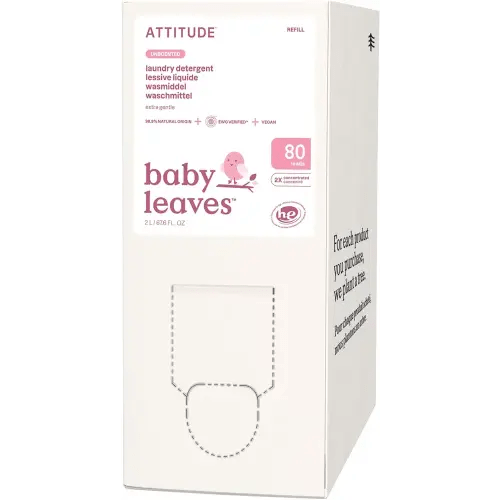 ATTITUDE Baby Laundry Detergent Refill, EWG Verified Plant-Based Liquid, Unscented Baby Clothes Wash, HE Compatible, 80 Loads, 67.6 Fl Oz
