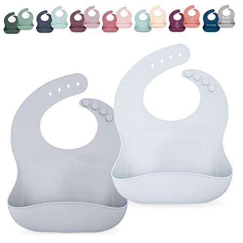 Ava + Oliver Silicone Bib Set - Adjustable Waterproof Bibs - lavender Set of 2