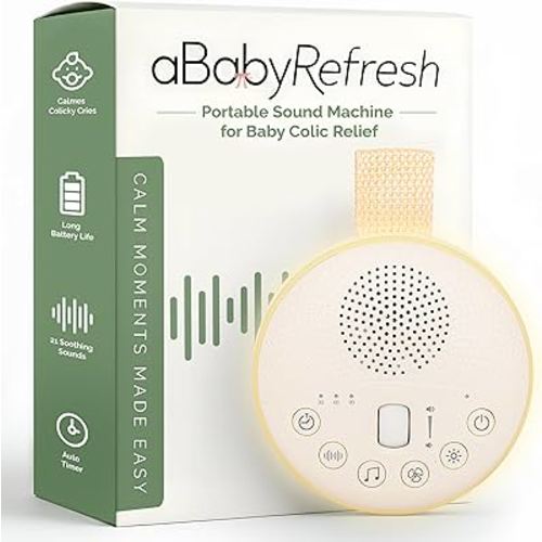 Colic Baby Relief White Noise Sound Machine - Rechargeable Sound Machine for Baby Gas Relief Newborn, Portable with Long Battery Life, 21 Soothing Sounds, Gentle Night Light & Auto Timer