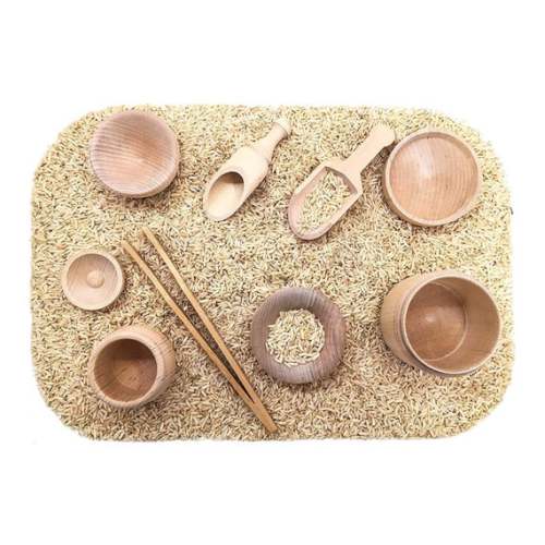 Montessori Toys, Sensory Bin Tools Kit, Transfer Work, Fine Motor, Wooden Scoops, Tongs - Toddler Sensory Kit Montessori and Waldorf Toy