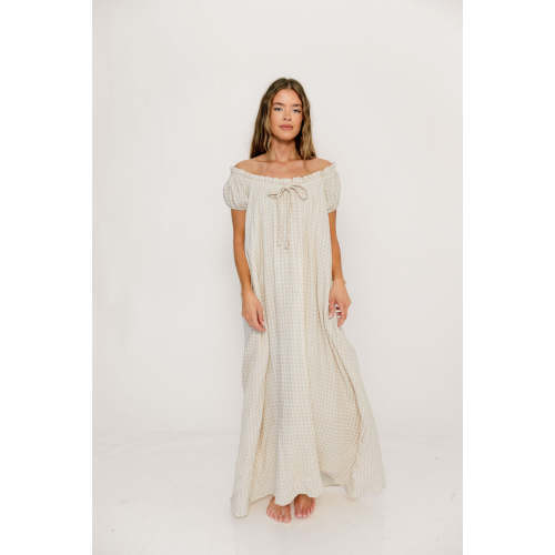 Ensley 100% Cotton Maxi Dress in Rose Plaid - Bump Friendly