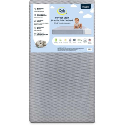 Delta Children Breathable Two-Stage Crib and Toddler Mattress - Grey