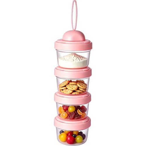 4 Layers Baby Milk Powder Formula Dispenser on The go, Baby Formula Containers for Travel, Formula Holder Mixer, Baby Feeding Snack Storage Container, Portable, Stackable, Non-Spill, BPA-Free