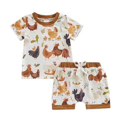 Ursobutegl Toddler Baby Boy Summer Clothes Country Farm Short Sleeve Western T-Shirt Tops Jogger Shorts Set