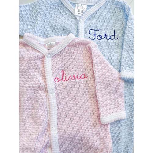 Monogram Baby Outfit, Knit Coming Home Outfit, Picot Trim