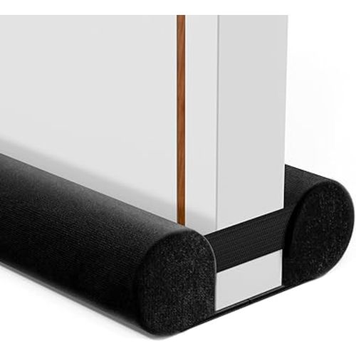BKSAI Door Draft Stopper for Bottom of Door, Upgraded Under Door Gap Filler for Big Gap, No Folding Required, Flexible Installation Door Sweep soundproofing Strip for Home & Apartment, 28-32in, Black