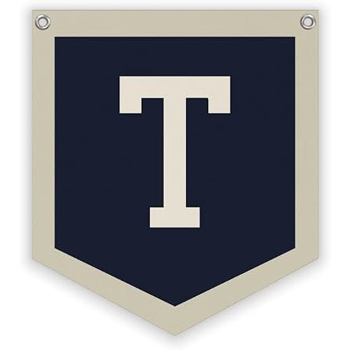 Personalized Baby Gift,Baby Boy Nursery Decor,Initial Pennant,Letter T Banner Flag,Vintage Room Decor Toddler Room Bedroom Playroom Front Door Birthday Christmas Gift,12x14 in