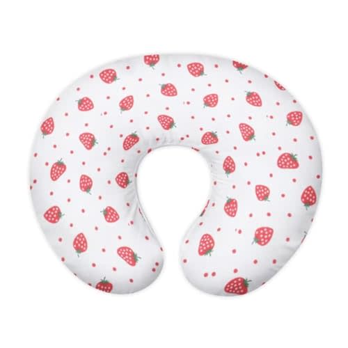 TSVAGA Nursing Pillow Cover Girls, Strawberry Breastfeeding Pillow Cover for Baby, Snug Fits Newborn Nursing Pillow Case, Super Soft Breathable