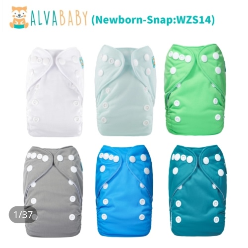 6-Pack Newborn Cloth Diapers with 6 Microfiber Inserts for Infants & Toddlers