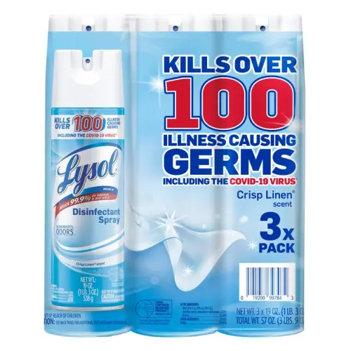 Lysol Disinfectant Spray, Crisp Linen, 19 oz, 3-count | Costco