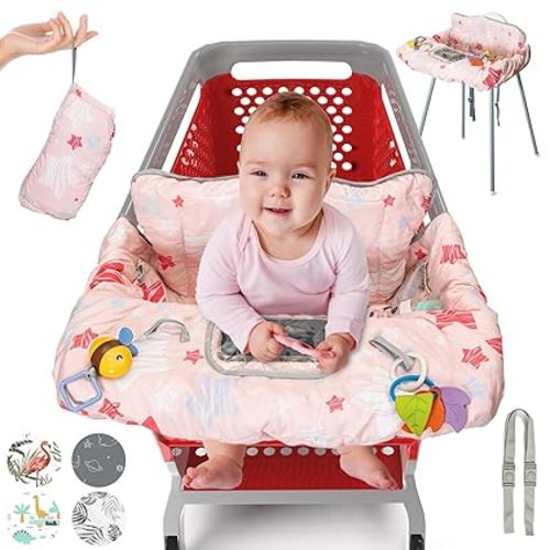 PILLANI Shopping Cart Cover for Baby, High Chair Cover for Restaurant Seat - Grocery Cart Cover for Baby Girl and Boy, Comfortable Cotton Buggy Covers for Babies - Padded Toddler Shopping Cart Cover