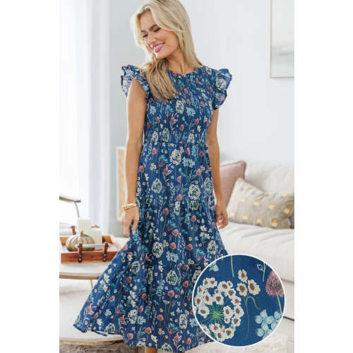 NURSING COLLECTION: Learn From The Best Navy Floral Smocked Dress