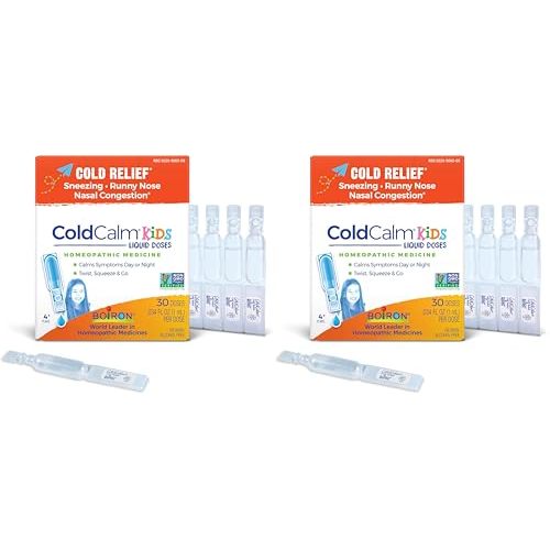 Boiron ColdCalm Kids -Use Drops for Relief from Cold Symptoms of Sneezing, Runny Nose, and Nasal Congestion - Sterile and Non-Drowsy Liquid Doses -, 30 Count (Pack of 2)