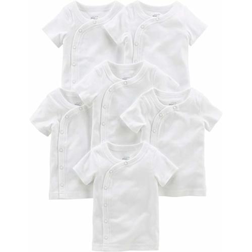 Simple Joys by Carter's Baby 6-Pack Side-Snap Short-Sleeve Shirt - 0-3 Months - White