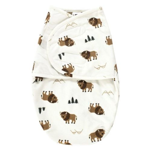 Hudson Baby Infant Boy Plush Faux Fur Swaddle Wrap, Wild Buffalo, 0-3 Months
