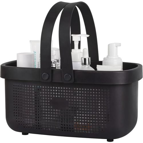 Portable Shower Caddy Basket with Handles Plastic Storage Basket Black