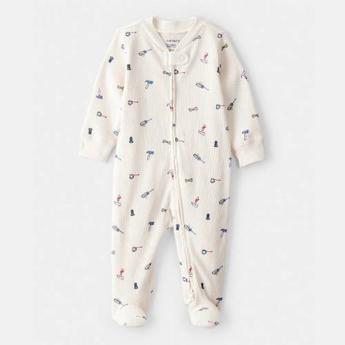 Baby Boy Carter's Construction Print Cotton Long-Sleeve Snug Fit Pajamas