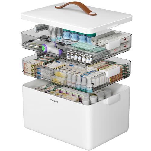 CTIME 3-Tier Medicine Storage Box - First Aid Kit Storage with Moisture-Proof Shading Design Portable Medicine Storage Box with a Leather Handle Ideal for Use in Homes Dorms