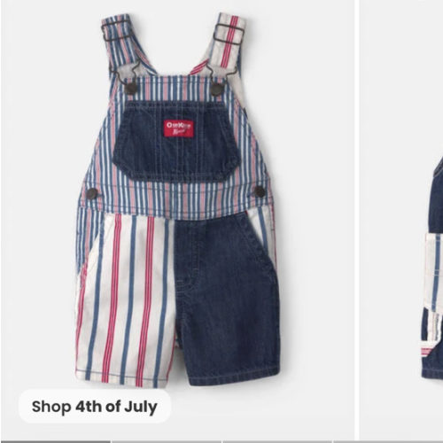 Baby Patchwork Striped Shortall - Red/White/Blue - OshKosh B'gosh | Carter's
