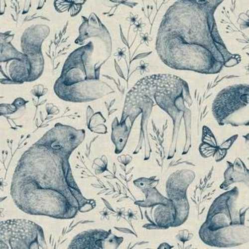 Gender Neutral Baby Clothing in Forest Fauna Toile on Cotton Knit, Soft Stretch Swaddle with Matching Hat or Bow Band Newborn Romper Outfit