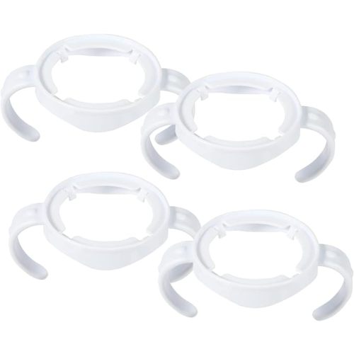 4 Packs Bottle Handles Baby Feeding Transitional Baby Feeding Nursing Bottle Holders Easy Grip Standard Plastic Handle for AVENT Natural Series Baby Bottles (White)