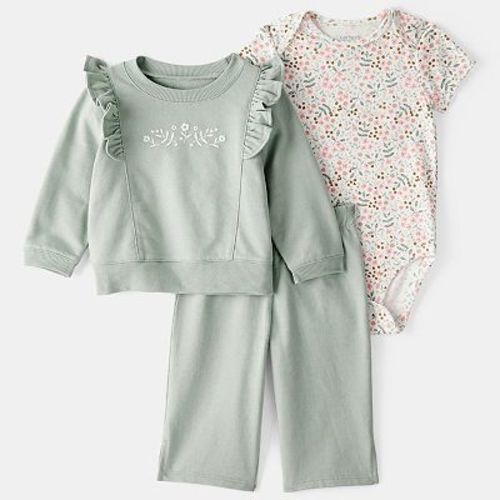 Baby Girl Carter's 3-pc. Floral Sweatshirt & Pant Set