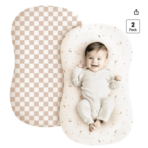 Konssy 2 Pack Muslin Baby Lounger Covers, Covers Only, 30.7" x 20"