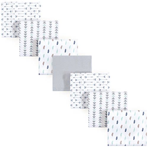 Luvable Friends Unisex Baby Cotton Flannel Receiving Blankets Bundle, Boy Feathers, One Size