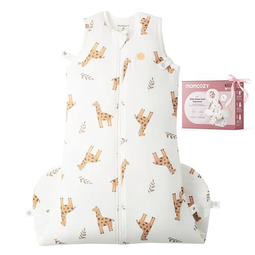 Momcozy Sleep Sack for Baby 0-6 Months, 1.5 TOG Baby Wearable Blanket | Supportive Plush Filling, Two-Way Zipper for Easy Diaper Changes, Snap-Fit Design for Growing Babies, Small, Giraffe