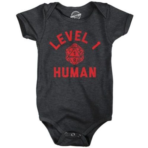 Level 1 Human Baby Bodysuit Funny Sarcastic Roleplay Game Graphic Jumper for Infants - Crazy Dog Baby Bodysuit With Sarcastic Sayings Black Newborn