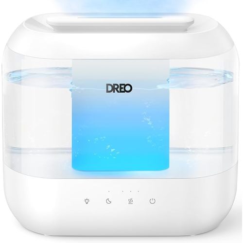 Dreo Humidifiers for Bedroom, 4L Top Fill for Large Room, 36H Runtime, 28 dB Quiet Supersized Cool Mist Air Humidifier for Baby Nursery, Plants, Indoor, Night Light, Easy to Clean & Fill, White