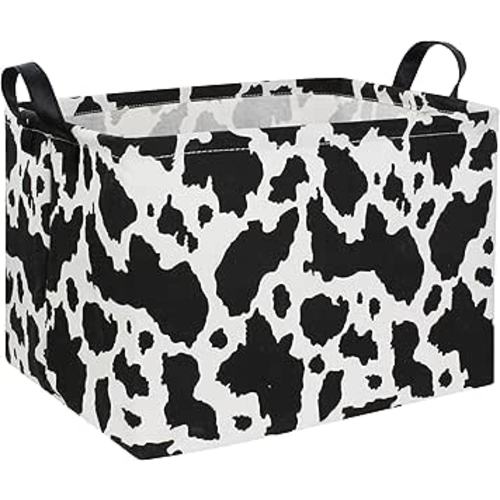 Rectangle Cow Basket Cow Print Storage Bins Cute Canvas Organizer Bin for Bedroom Decor Kids Toys Books, Clothes Shelves Gift Basket(Cow print)
