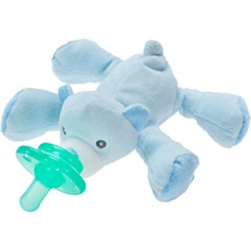Nookums Paci-Plushies Shakies - Pacifier Holder with Built in Rattle (2 in 1)- Adapts to Name Brand Pacifiers, Suitable for All Ages, Plush Toy Includes Detachable Pacifier (Bentley The Bear)