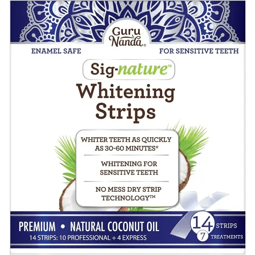 GuruNanda Teeth Whitening Strips - 7 Treatments with 14 Strips - Professional, Enamel-Safe Strips for Sensitive Teeth - Non-Slip, Dry Strip Technology